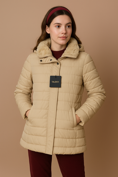 GIACCONE DONNA TALENTI TRAPUNTATO CAPPUCCIO TASCHE ZIP ART. TB111