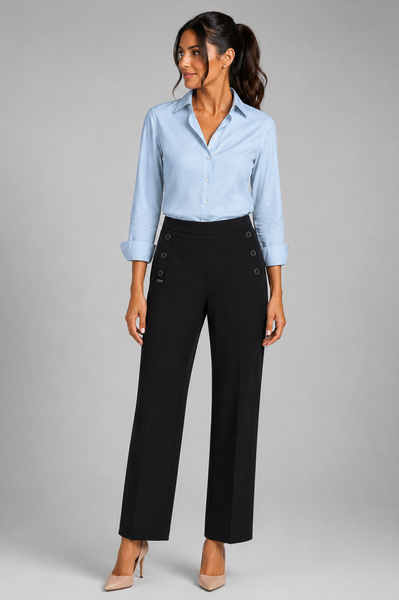 PANTALONE DONNA ELASTICO IN VITA PALAZZO ELEGANTE  EMANUELA COSTA ART. 35710-25