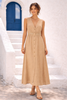 ABITO LUNGO DONNA SMANICATO SCOLLO A V BOTTONI VISCOSA COTONE ART. 6623