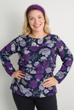 CASACCA BLUSA CAMICIA DONNA RAGAZZA ELEGANTE SCOLLO TONDO FANTASIA FIORI ART.13179