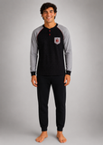 PIGIAMA UOMO RAGAZZO COTONE POLSINI LOGO SQUADRA MILAN ART.MI14090