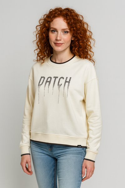 FELPA DONNA DATCH FELPATA GIROCOLLO LOGO STRASS POLSINI AMPIA ART. DW2627