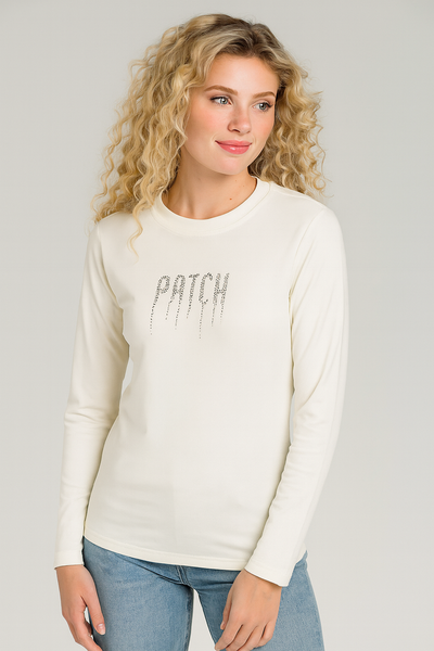 MAGLIA DONNA DATCH MANICA LUNGA GIRCOLLO COTONE LOGO ART. DW2620