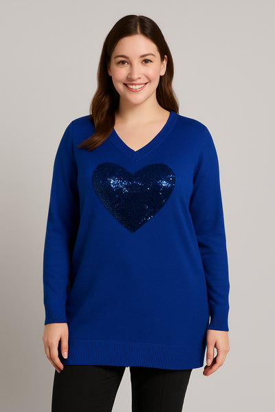 MAGLIONE DONNA RAGAZZA CURVY VISCOSA SCOLLO A V CUORE MARCA DOLCEMENTE ART.10