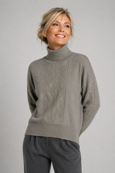 MAGLIONE DONNA GRIFFAI DOLCEVITA TRECCE STRASS VISCOSA ART. DGF6983