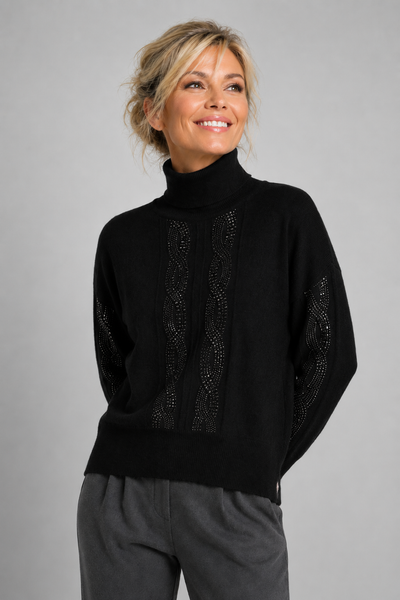 MAGLIONE DONNA GRIFFAI DOLCEVITA TRECCE STRASS VISCOSA ART. DGF6983