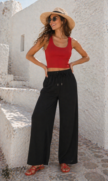 PANTALONE DONNA GRIFFAI ELASTICO COULISSE TASCHE LARGO MORBIDO ART.7720