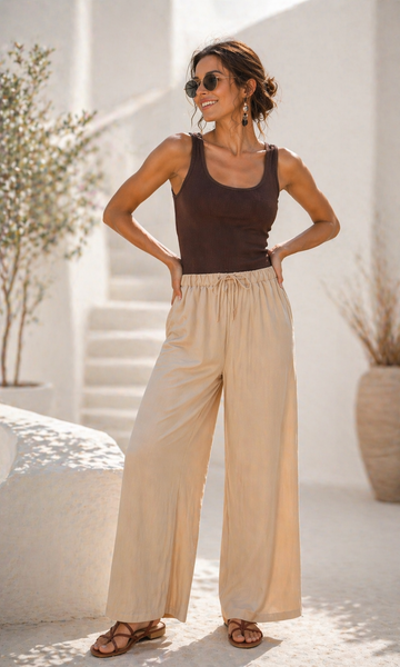 PANTALONE DONNA GRIFFAI ELASTICO TASCHE LARGO MORBIDO ART.7855