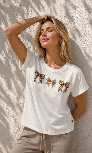 T-SHIRT DONNA GRIFFAI GIROCOLLO FIOCCHI STRASS COTONE ART. 7552