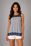 CANOTTA DONNA MILLERIGHE PIZZO LINO VISCOSA MARCA EMMEBIVI ART. 44462
