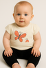 T-SHIRT NEONATA GIROCOLLO MEZZA MANICA BOTTONI FARFALLA MARCA LOSAN ART.218-1004AL