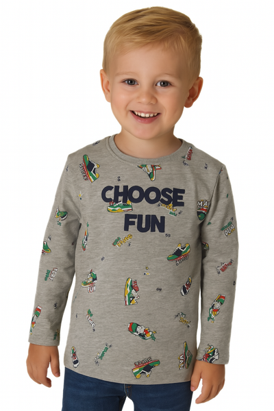 MAGLIA BAMBINO MISTO COTONE GIROCOLLO STAMPA SNEAKERS MARCA LOSAN ART.1251000AL