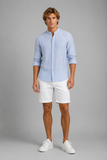 CAMICIA UOMO PURO LINO COLLO COREANA RIGHE  MARCA X-CAPE ART. SPRINT