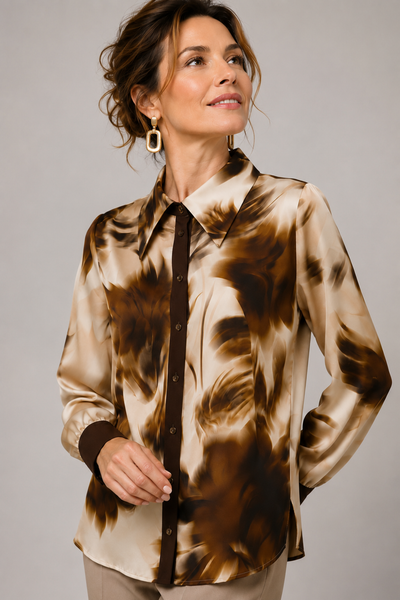 CAMICIA DONNA LAURA BIAGIOTTI FANTASIA BOTTONI SPACCHI ART. LB27I-1510