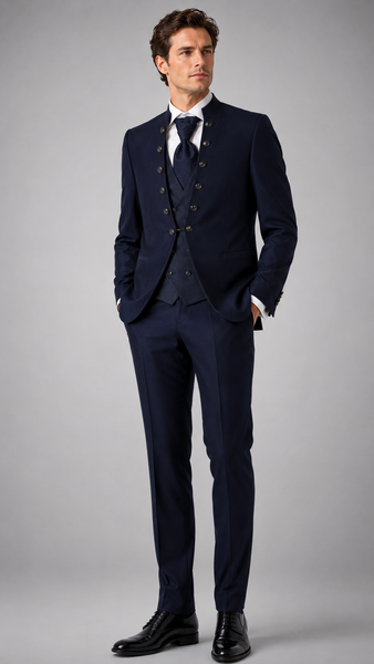 ABITO CERIMONIA UOMO CLUI L.M.C. DROP 7 QUATTRO PEZZI GIACCA PANTALONE GILET PLASTRON ART. DOMUD7-49