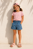 SHORTS DENIM RAGAZZA BAMBINA ELASTICO BOTTONE CERNIERA TASCHE ART. ZKGAP0402-26041