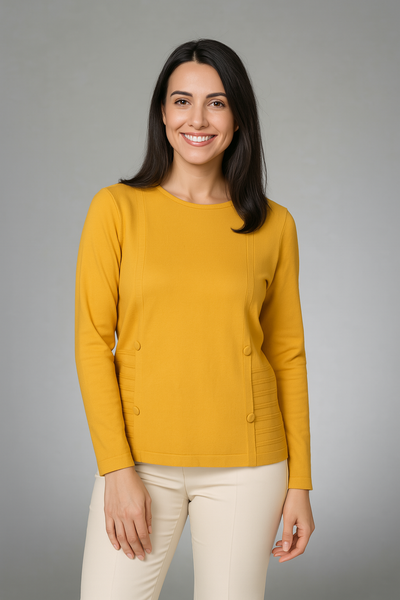 MAGLIONE DONNA GIROCOLLO LAVORAZIONE BOTTONI MARCA SILCOGAIA B ART.320