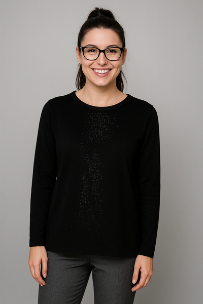 MAGLIONE DONNA GIROCOLLO POLSINI FASCIA STRASS  LUREX SPACCHETTO MARCA COVERI ART. DC829