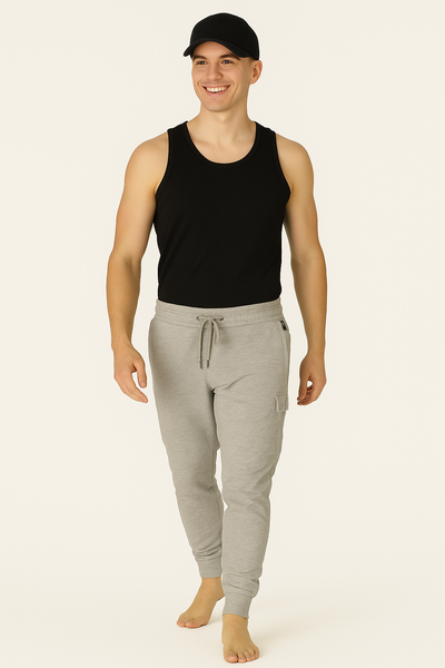 PANTALONE TUTA UOMO ELASTICO TASCHE POLSINI APPLICAZIONE MARCA BUILDING-91