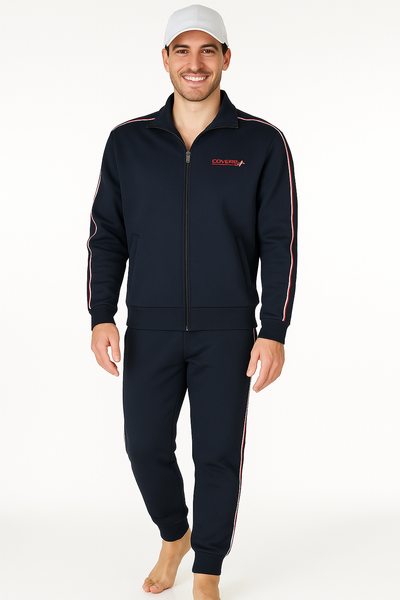 TUTA UOMO ZIP POLSINI FASCIA TASCA COULISSE ELASTICO STAMPA MARCA COVERIART.TF3157