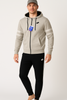 TUTA UOMO RAGAZZO FELPATA APERTA ZIP TASCHE CAPPUCCIO POLSINI MARCA LOTTO ART.217047