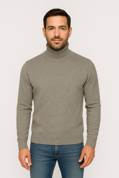 MAGLIONE UOMO ENRICO COVERI DOLCEVITA LAVORATO ROMBI LANA ART. EC135