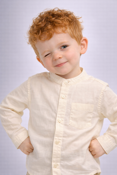 CAMICIA BAMBINO ZIPPY MANICA LUNGA BOTTONI COREANA  COTONE LINO TASCHINO ART. ZBBAP0302-26006