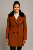 CAPPOTTO DONNA RAGAZZA DOPPIOPETTO TASCHE PELO STACCABILE ECOLOGICO MARCA FRALLA ART.GC17314