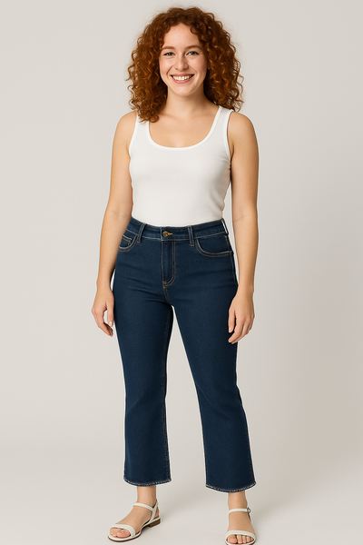 JEANS DONNA CROP SFRANGIATI STRASS ELASTICIZZATI FLAVIA COSTANTI ART. FC9234