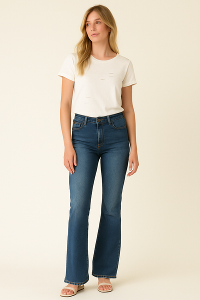 JEANS ZAMPA MISTO COTONE 5 TASCHE COMODO  DONNA GRIFFAI ART. 6158
