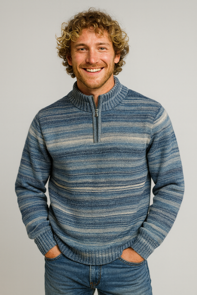 MAGLIONE UOMO ENRICO COVERI LUPETTO MEZZA ZIP RIGATO ART. EC248