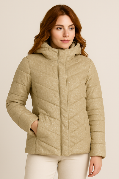 GIUBBINO DONNA VIRGINIABLU FULL ZIP CAPPUCCIO TASCHE ZIP LAVORATO POLSINO ELASTICO ART.AMORE