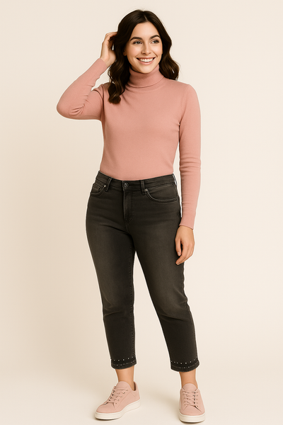 JEANS DONNA FLAVIA COSTANTINI CAPRI CORTO BOTTONE ZIP BORCHIE ART. FC9269