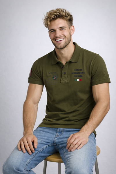 POLO UOMO SAI AMBROSINI MANICA CORTA STAMPA LOGO SPACCHI PIQUET COTONE ART. ARE6PL031067U