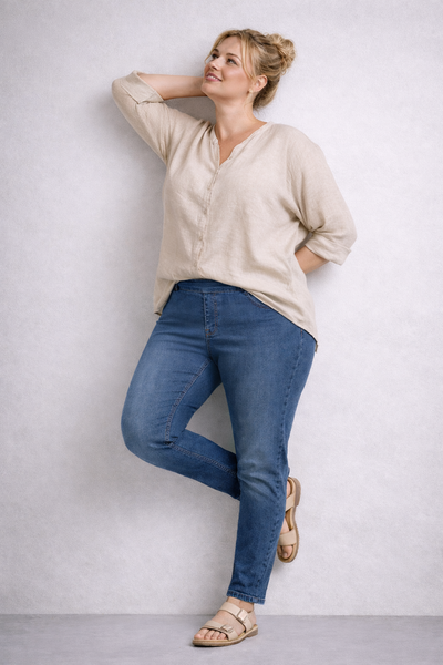 JEANS DONNA EMANUELA COSTA TAGLIE OVER JEGGINGS ELASTICIZZATO TASCHE STRASS ART. EC6886