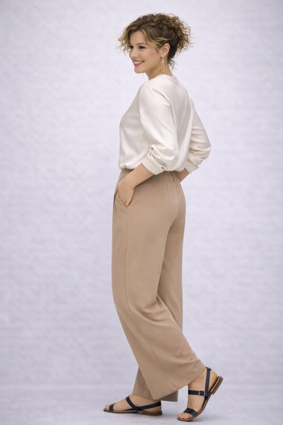 PANTALONE DONNA PERLA PALAZZO ELASTICO TASCHE VISCOSA ART. MARTINA 26106