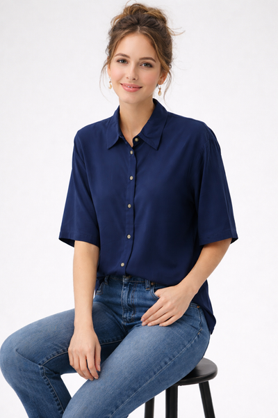 CAMICIA DONNA RAGNO MANICA 3/4 BOTTONI SPACCHI VISCOSA ART. DS26SC