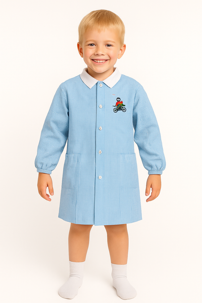 GREMBIULE SCUOLA BAMBINO BOTTONI COLLETTO POLSINI RICAMO MARCA SIGGI ART.33GR3746