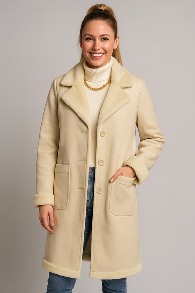 CAPPOTTO DONNA RAGAZZA ECO MONTONE BOTTONI TASCHE MARCA GRIFFAI ART.4000