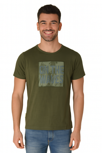 T-SHIRT UOMO COTONE MEZZA MANICA GIROCOLLO STAMPA MARCA SEA BARRIER ART. ZABA