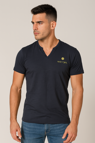T-SHIRT UOMO COTONE MEZZA MANICA SCOLLO BOTTONI MARCA NAVY SAIL ART.22NS58