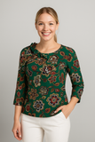 CASACCA BLUSA CAMICIA DONNA RAGAZZA ELEGANTE SCOLLO TONDO ROUCHES FANTASIA ART.13196