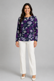 CASACCA BLUSA CAMICIA DONNA RAGAZZA ELEGANTE SCOLLO TONDO FANTASIA FIORI ART.13179