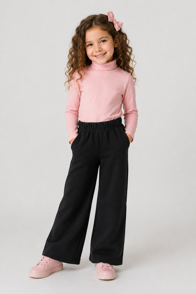 PANTALONE TUTA BIMBA ZIPPY  FELPATA PALAZZO ELASTICO COTONE ART.ZKGAP0401-26044