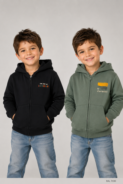 FELPA BAMBINO ZIPPY FELPATA CAPPUCCIO FULL ZIP TASCHE STAMPA ART. ZKBAP0201-26020