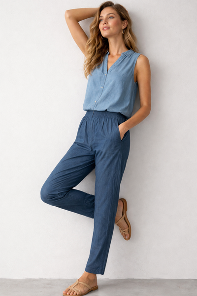 PANTALONI DONNA CUORE A CUORE DENIM LEGGERO ELASTICO TASCHE COTONE ART. JD0044