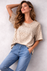 T-SHIRT DONNA BASILE MANICA CORTA JERSEY COTONE FANTASIA ANIMALIER STRASS LOGO ART. BEW237