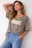 T-SHIRT DONNA BASILE MANICA CORTA JERSEY COTONE FANTASIA ANIMALIER STRASS LOGO ART. BEW237