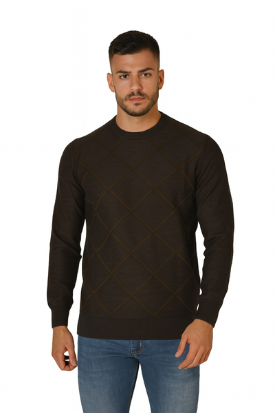 MAGLIONE UOMO RAGAZZO GIROCCOLLO ROMBI ART.22.3100 MARCA RE DEL MARE