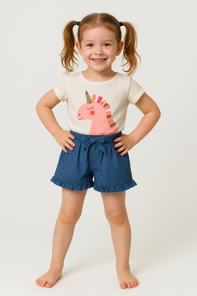 SHORT BAMBINA COULISSE ARRICCIATI CUORI MARCA LOSAN ART.216-9012AL